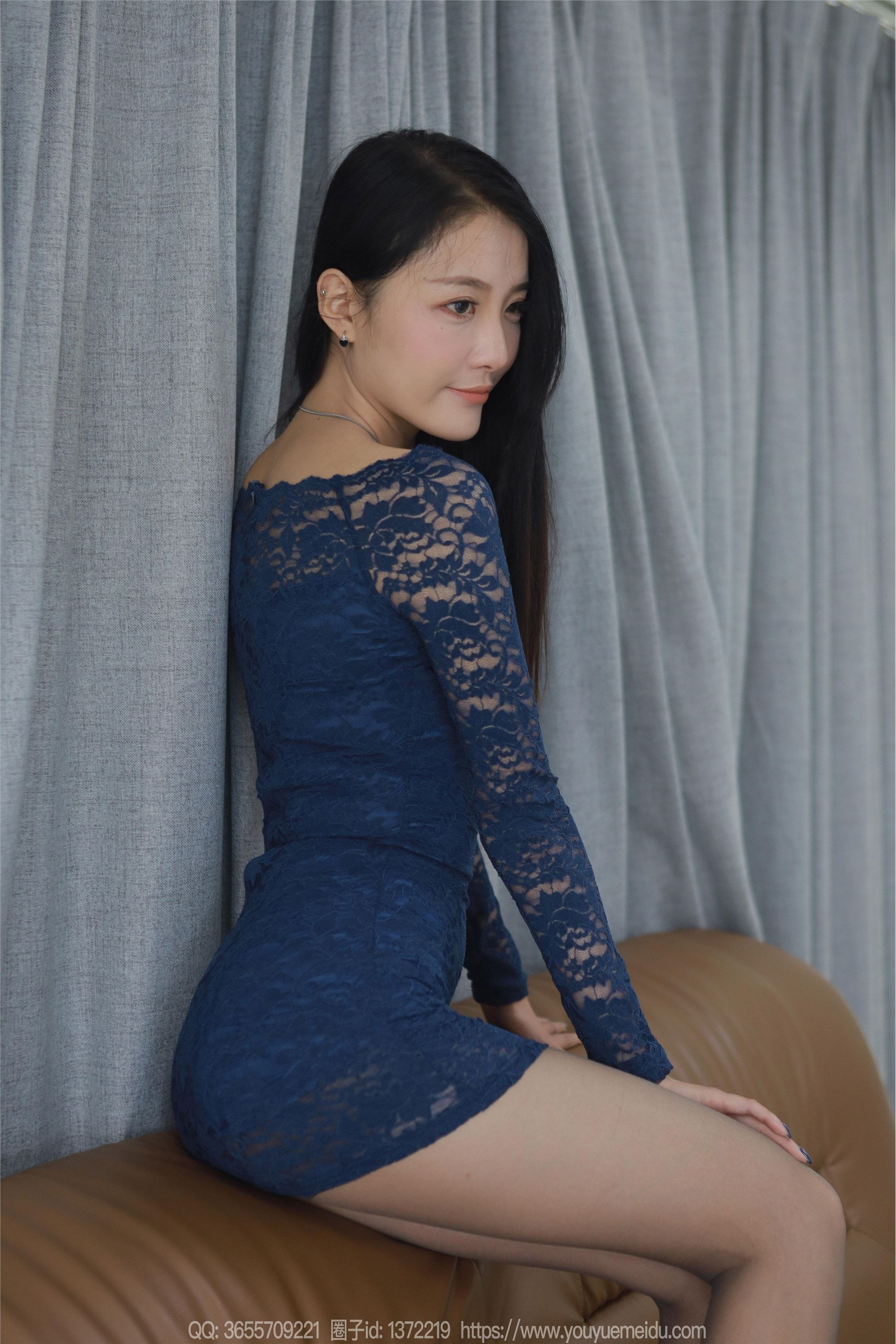 IESS异思趣向  2023.10.11 丝享家 1556 婉萍《蓝色镂空包臀裙》